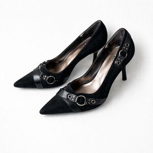 Chic Black Buckle Heels